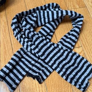 Chic Striped Long Scarf in Black and Gray